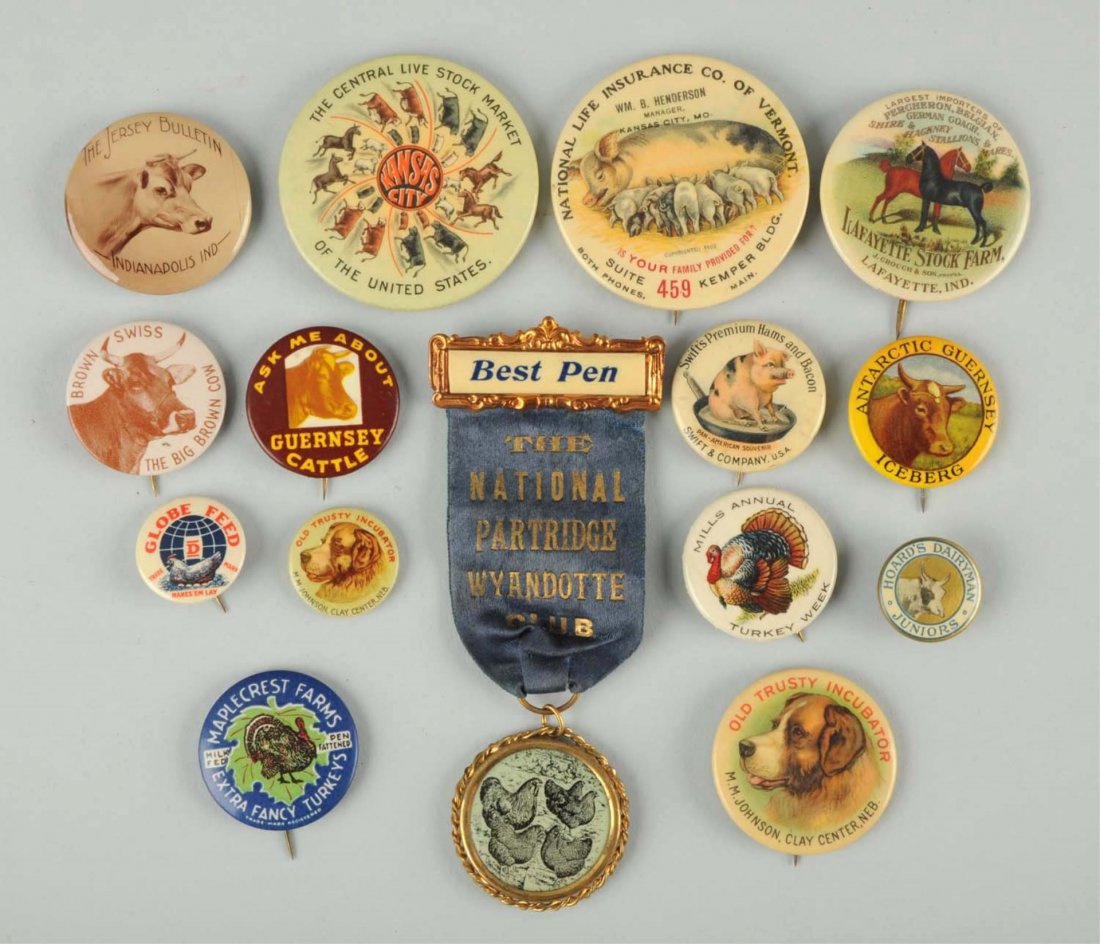 Lot of 16: Agriculture Related Pinbacks. (1 of 1)