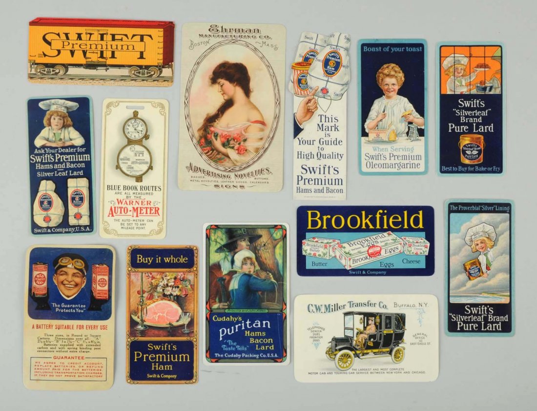 Lot of 13: Celluloid Advertising Calendars & Cards (1 of 1)