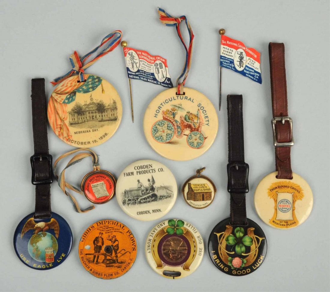 Lot of 8+: Celluloid Watch Fobs & Others. (1 of 2)