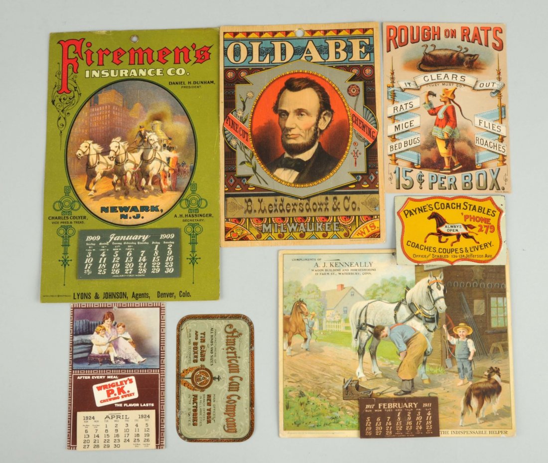 Lot of 7: Advertising Trade Cards & Calendars. (1 of 1)
