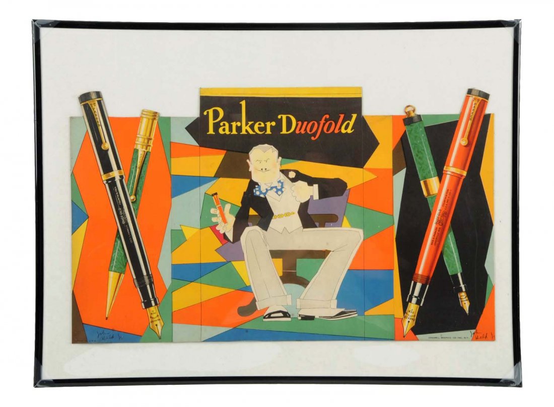 Parker Duofold Cardboard Trifold Advertising Sign. (1 of 1)