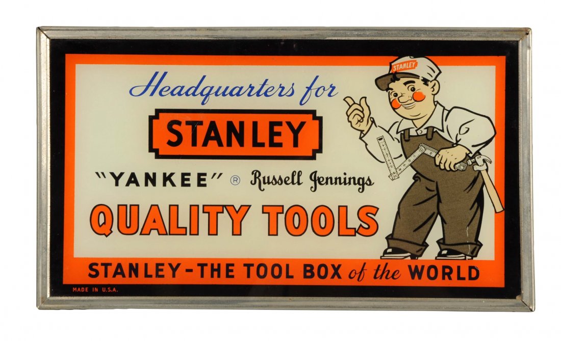 Stanley Tools Reverse Glass Advertising Sign. (1 of 1)