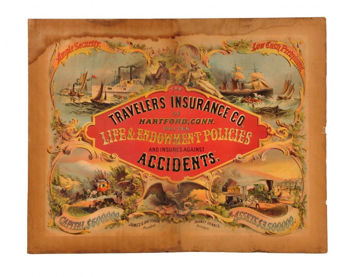 Historic Travelers Insurance Co Advertising Sign. (1 of 1)