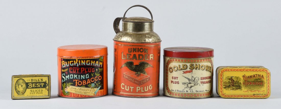 Lot of 5: Assorted Tobacco Tins. (1 of 1)