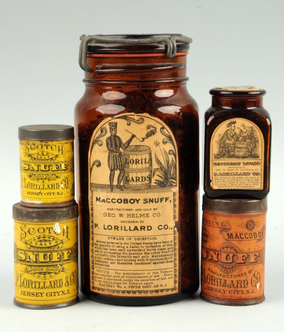 Lot Of 5: Snuff Tins And Snuff Bottles. (1 of 1)