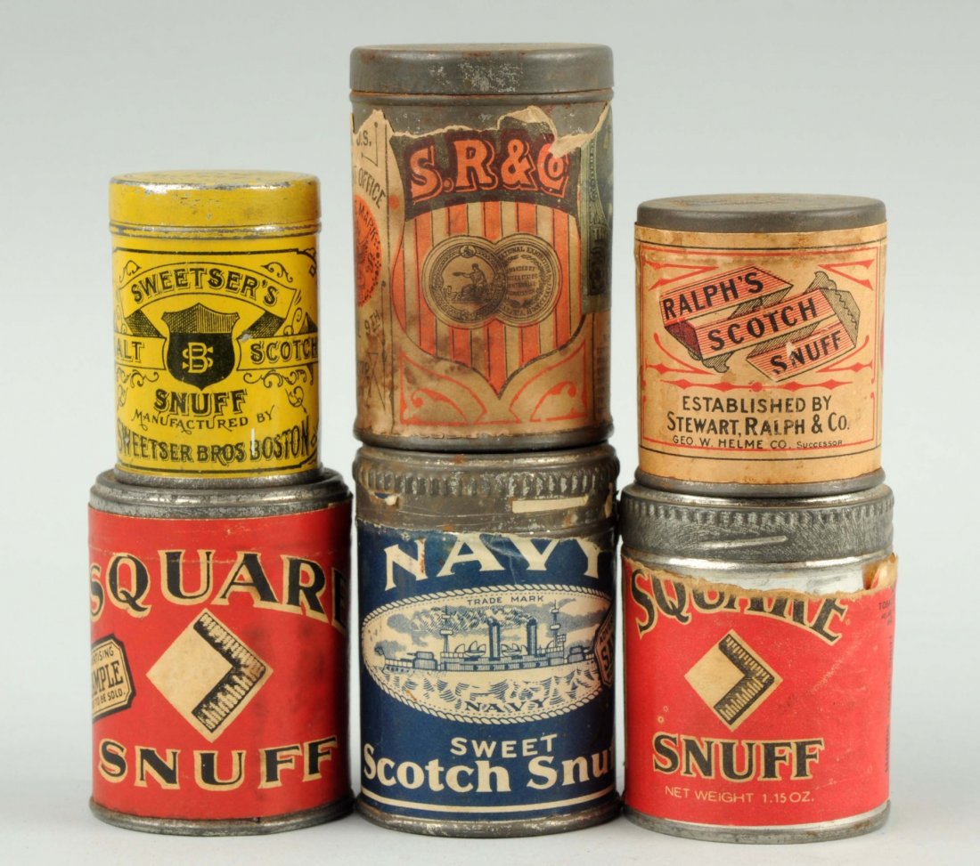 Lot Of 6: Sample Snuff Tins. (1 of 1)