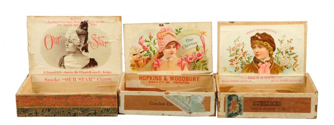 Lot Of 3: Pre 1900's Cigar Boxes. (1 of 2)