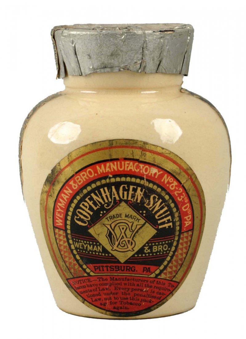 Weyman & Bros Large White Pottery Snuff Jar. (1 of 2)