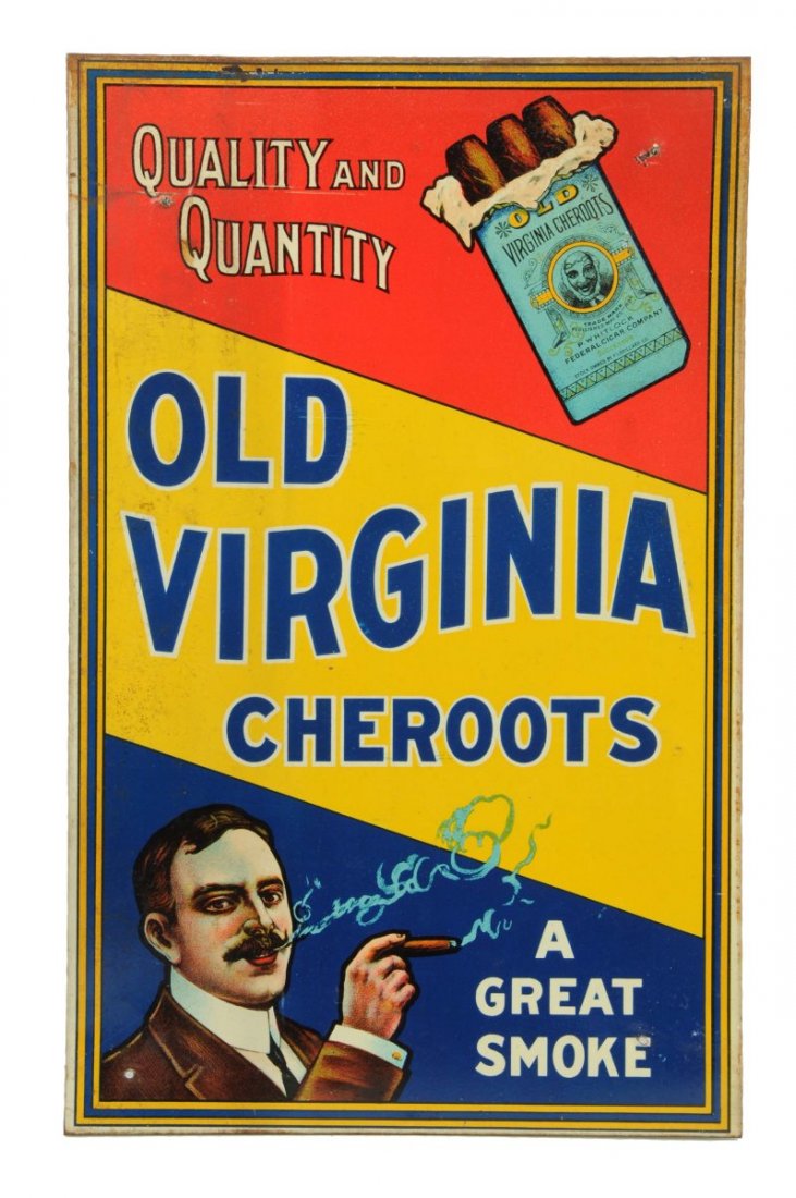 Old Virginia Cheroots Tin Advertising Sign. (1 of 1)