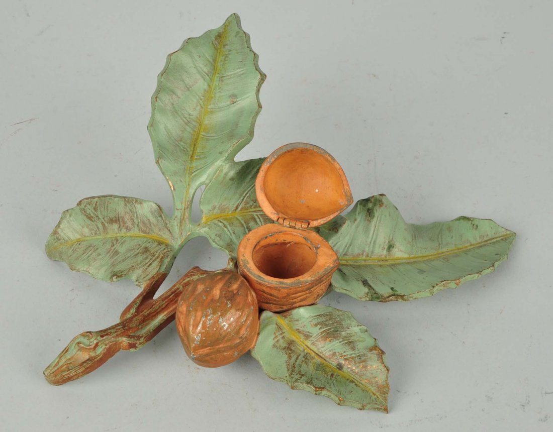 Cast Iron Walnuts on Branch Ink Well. (1 of 2)