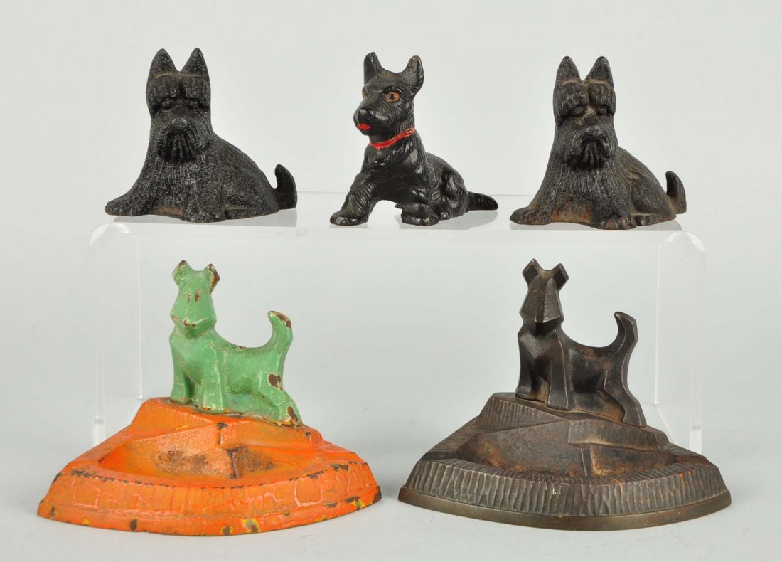 Lot Of 5: Cast Iron Scottie Figural Items. (1 of 1)