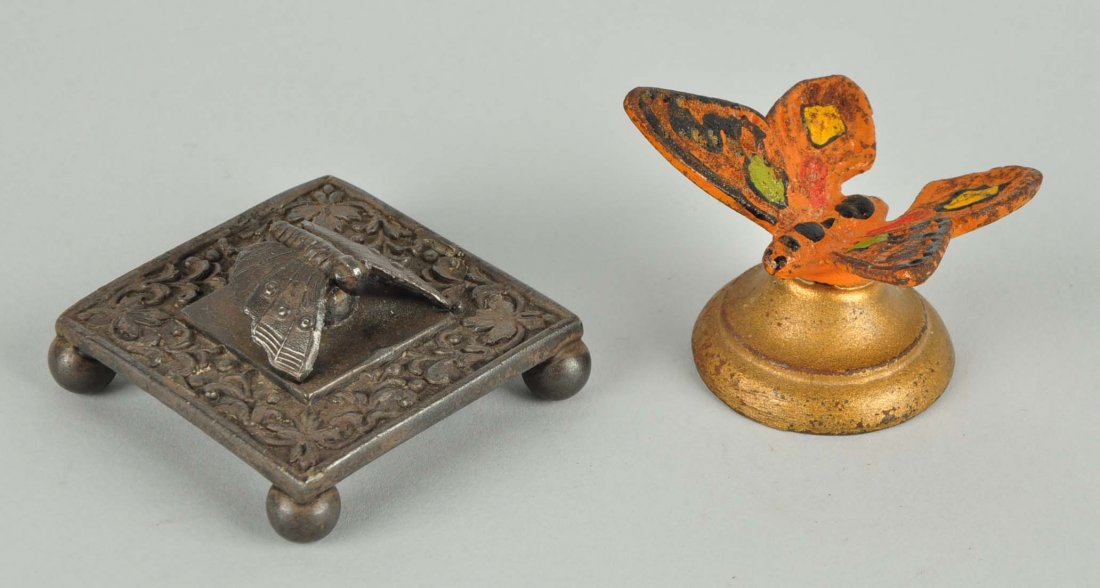 Lot Of 2: Cast White Metal Butterfly Paperweights. (1 of 2)