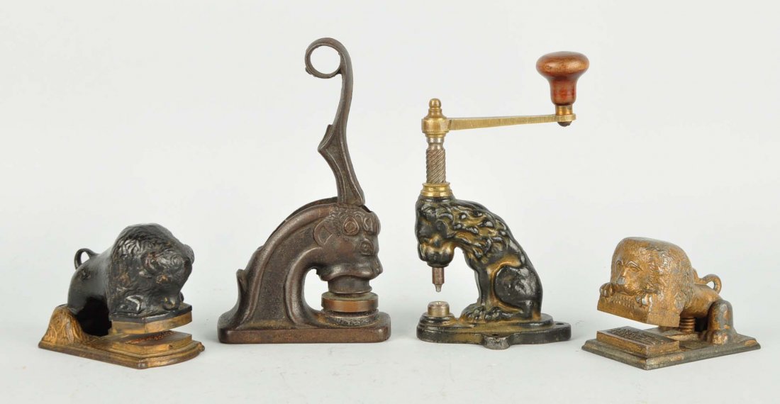 Lot Of 4: Cast Iron Seal Presses. (1 of 1)