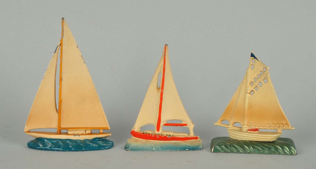 Lot Of 3: Cast Iron Sailboat Paperweights (1 of 2)