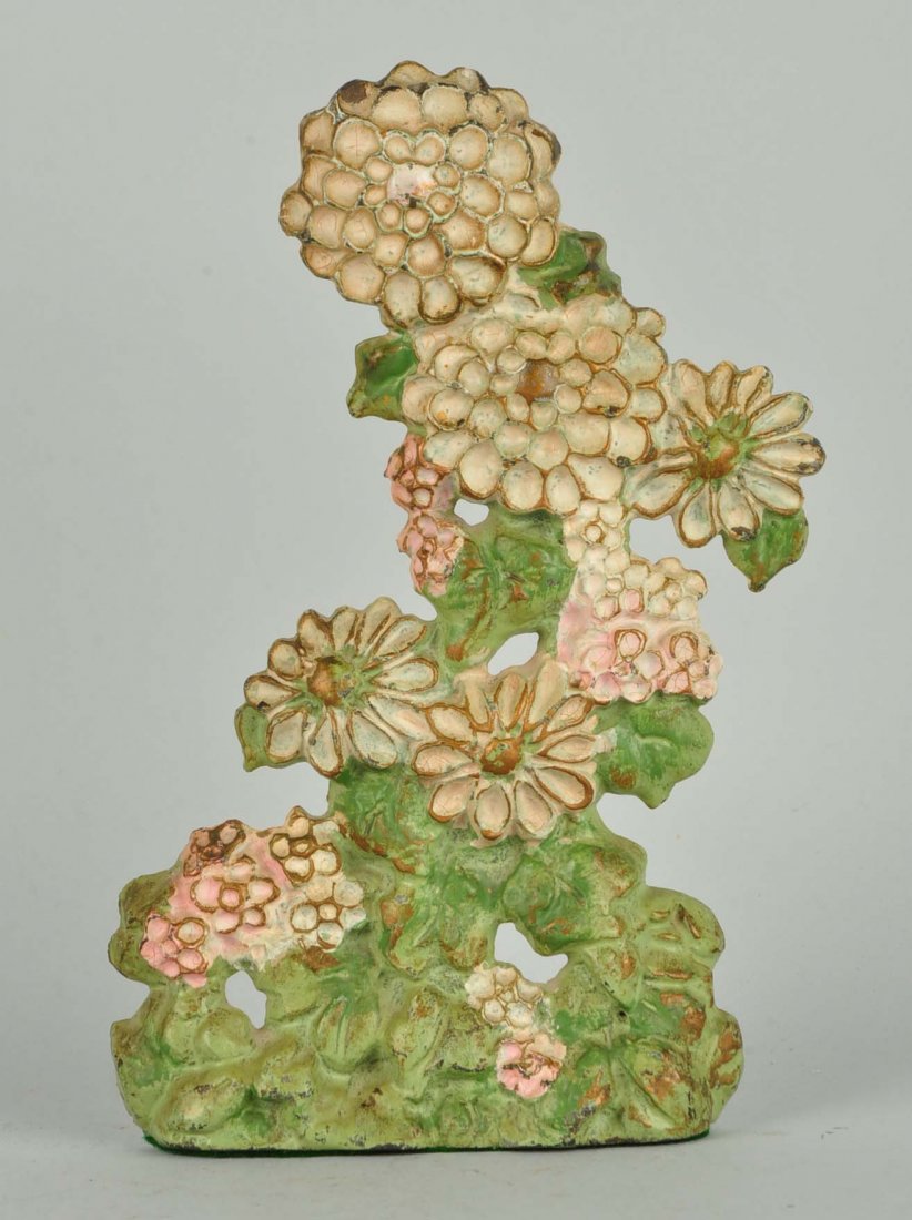 Cast Iron Zinnias Flower Doorstop. (1 of 2)