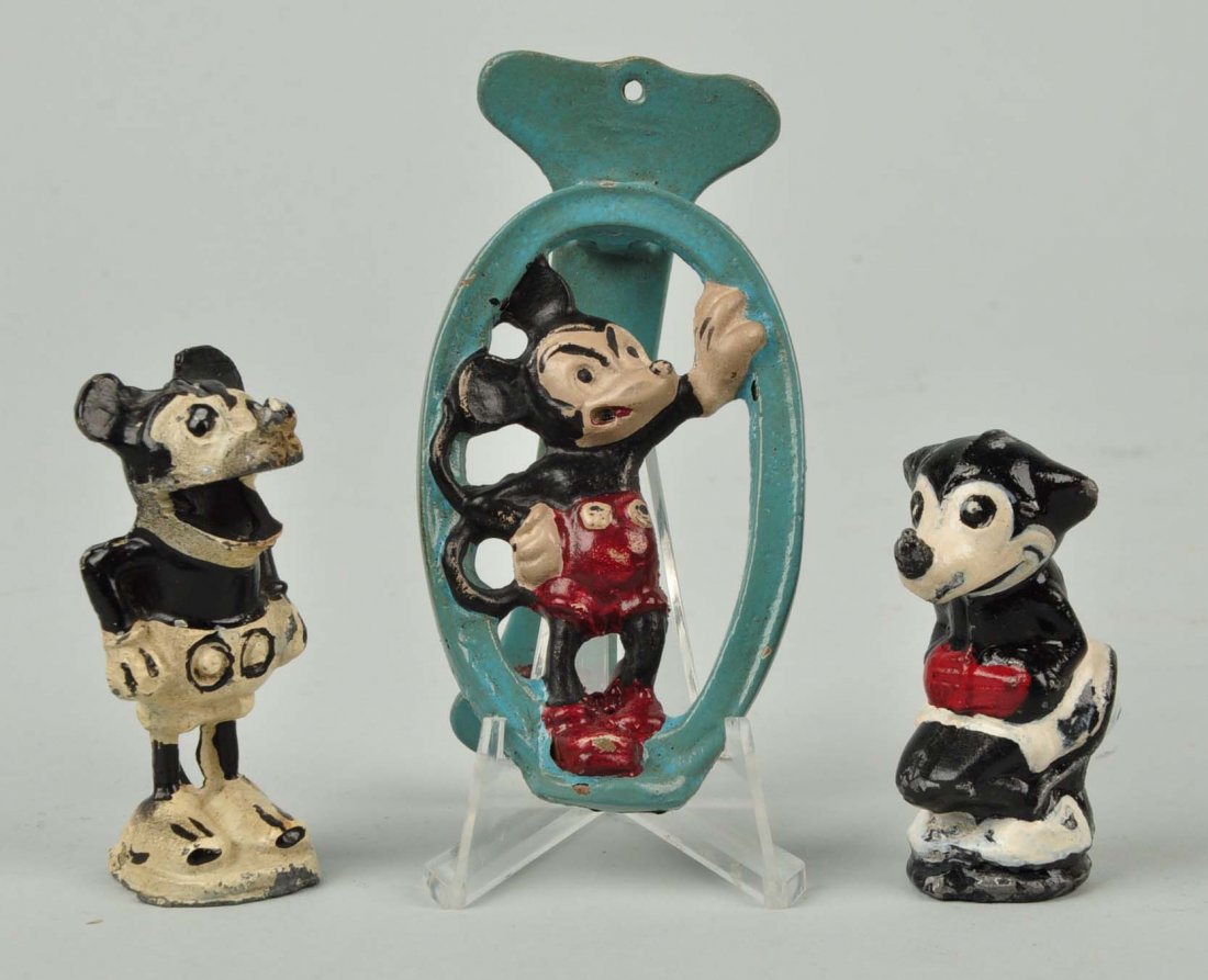 Lot of 3: Cast Iron Assorted Mickey Mouse Items. (1 of 1)