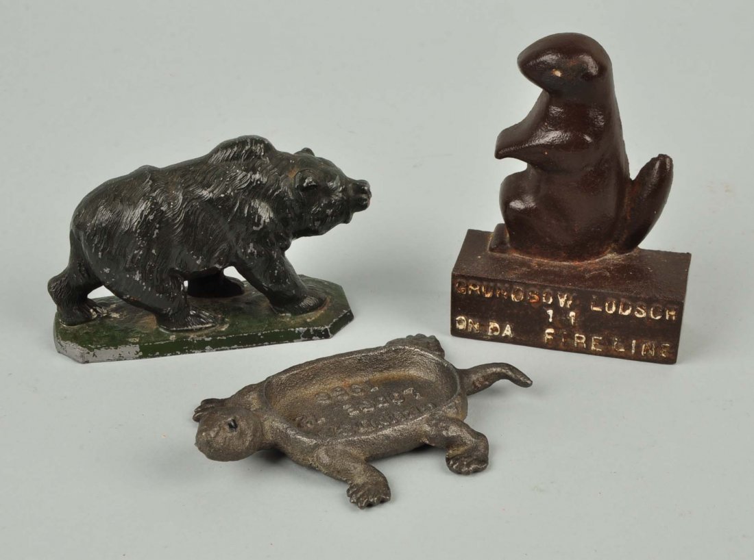 Lot of 3: Cast Iron Assorted Advertising Paperweights. (1 of 1)