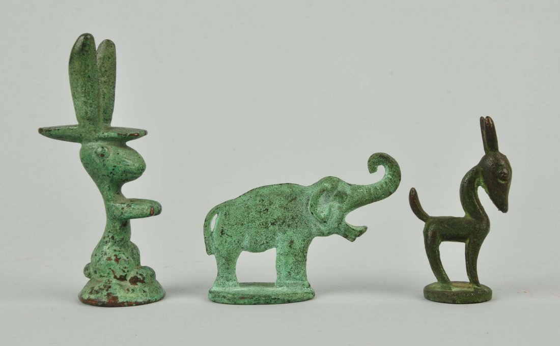 Lot of 3: Cast Bronze Assorted Deco Paperweights. (1 of 1)