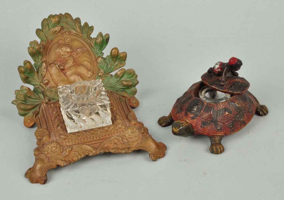 Lot of 2: Cast Iron Assorted Ink Wells. (1 of 1)