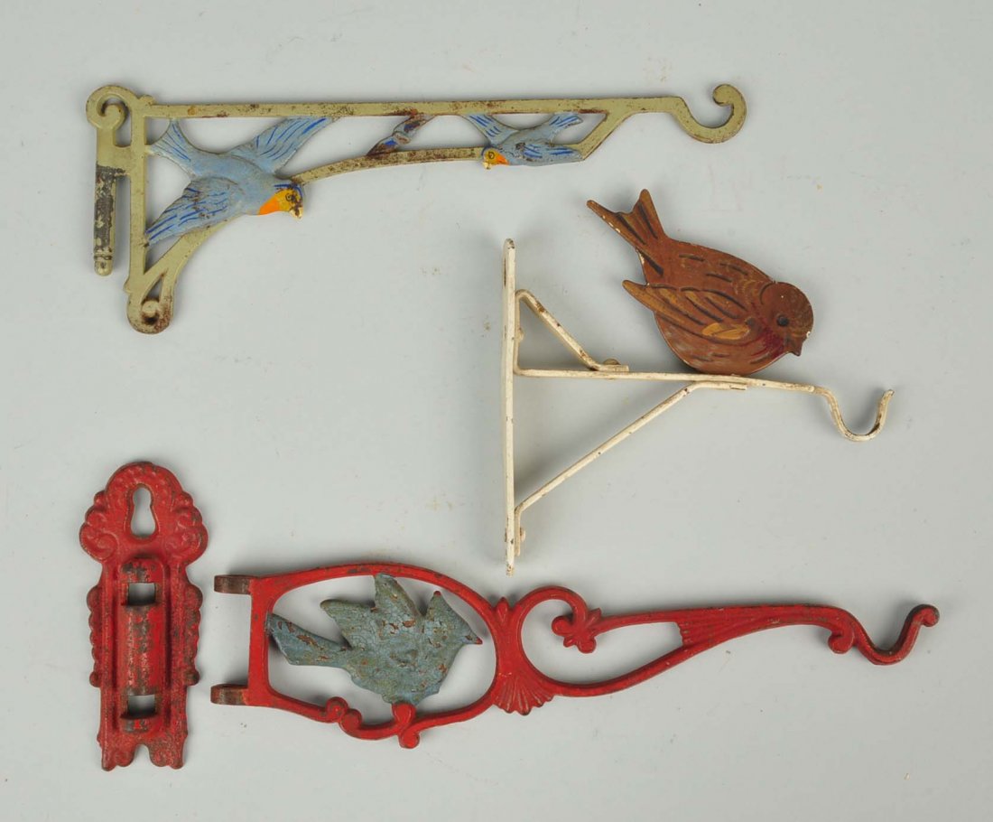 Lot of 3: Cast Iron Assorted Bird Plant Holders. (1 of 2)
