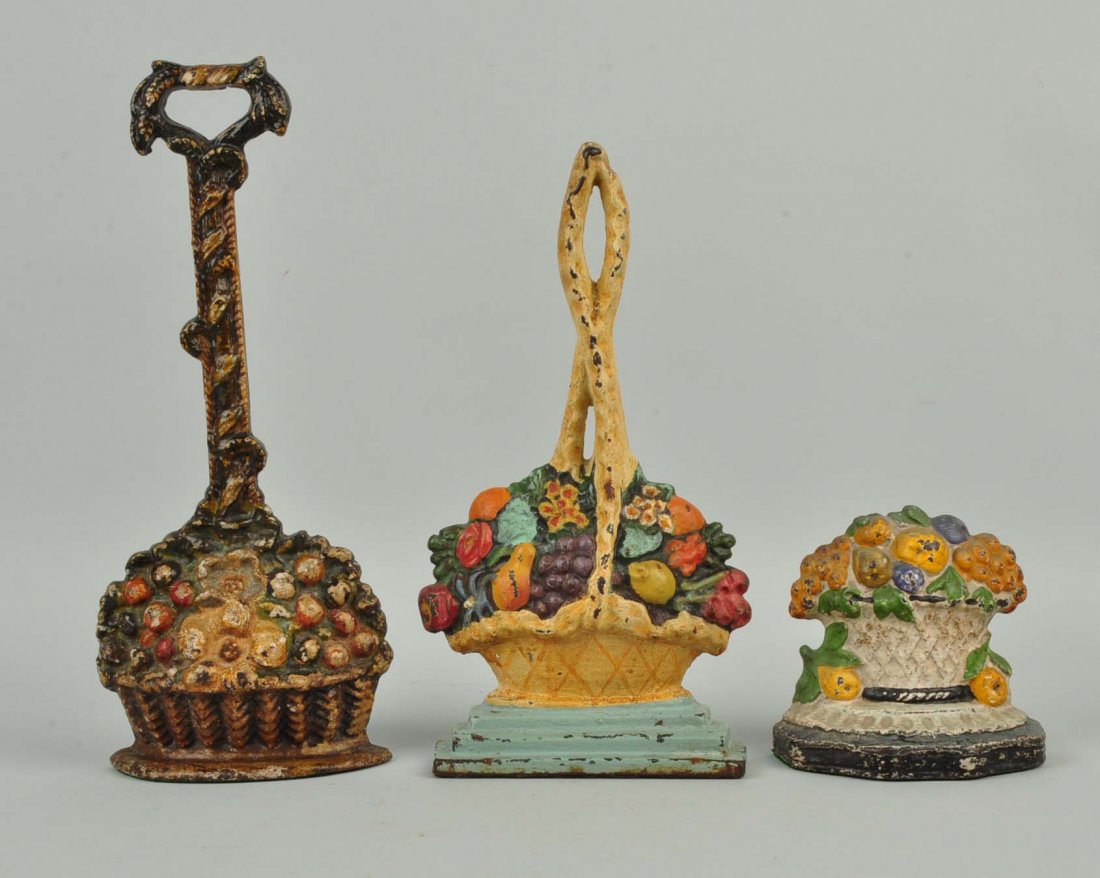 Lot of 3: Cast Iron Assorted Fruit Doorstops.: Hubley, etc.