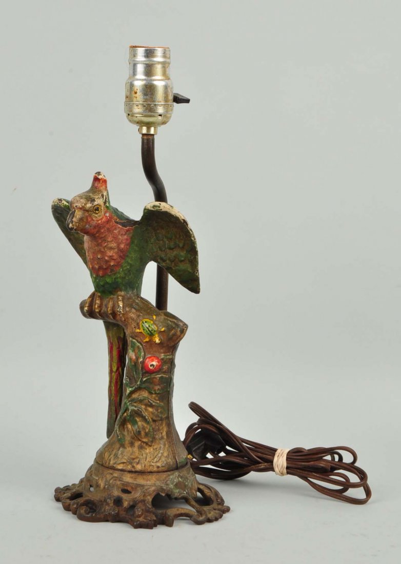 Cast Iron Parrot on Stump Lamp. (1 of 4)