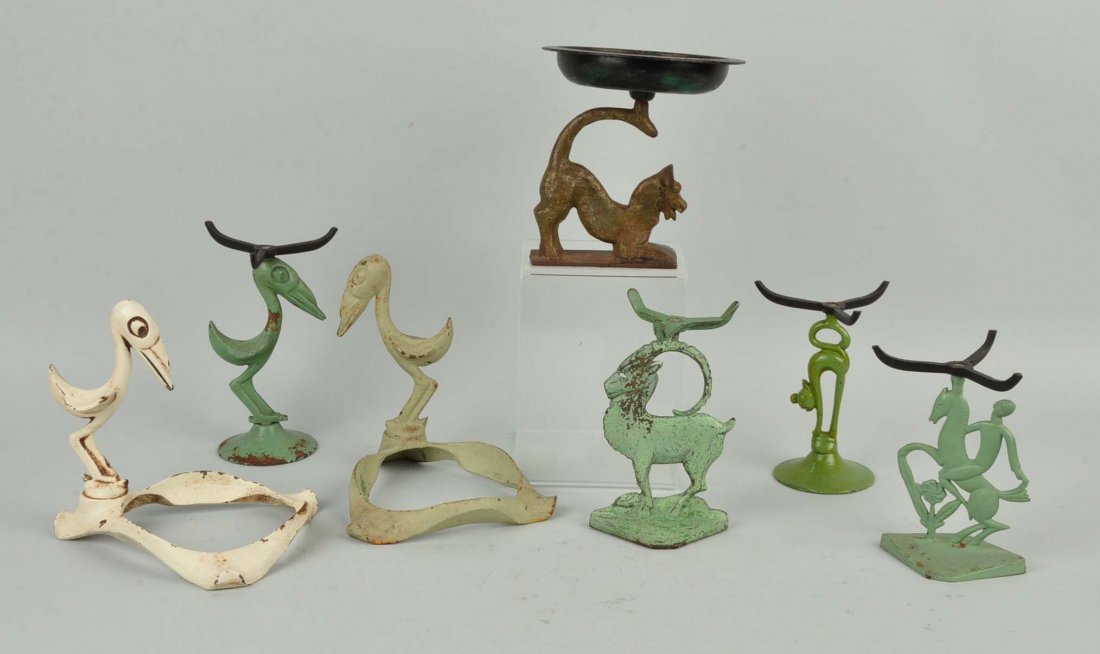 Lot of 7: Cast Iron Assorted Deco Stands. (1 of 1)