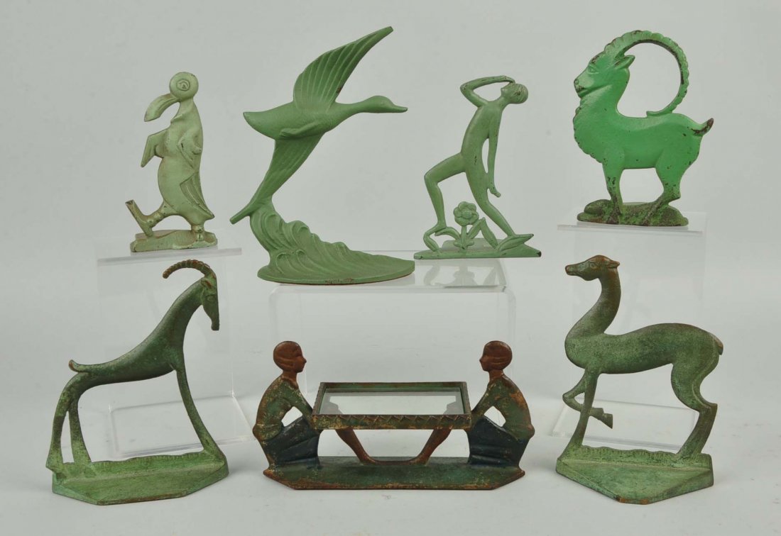 Lot of 7: Cast Iron & Bronze Assorted Deco Figural (1 of 1)