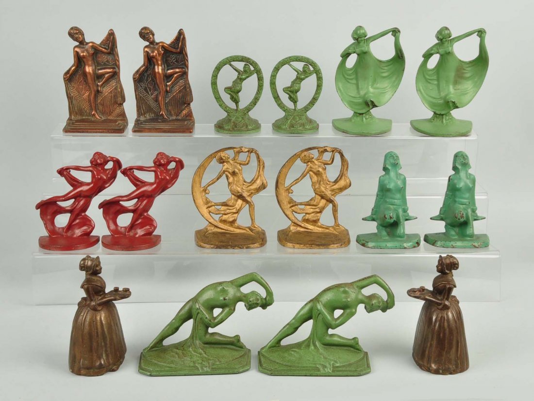 Lot of 8 pairs: Cast Iron Assorted Women Bookends. (1 of 1)