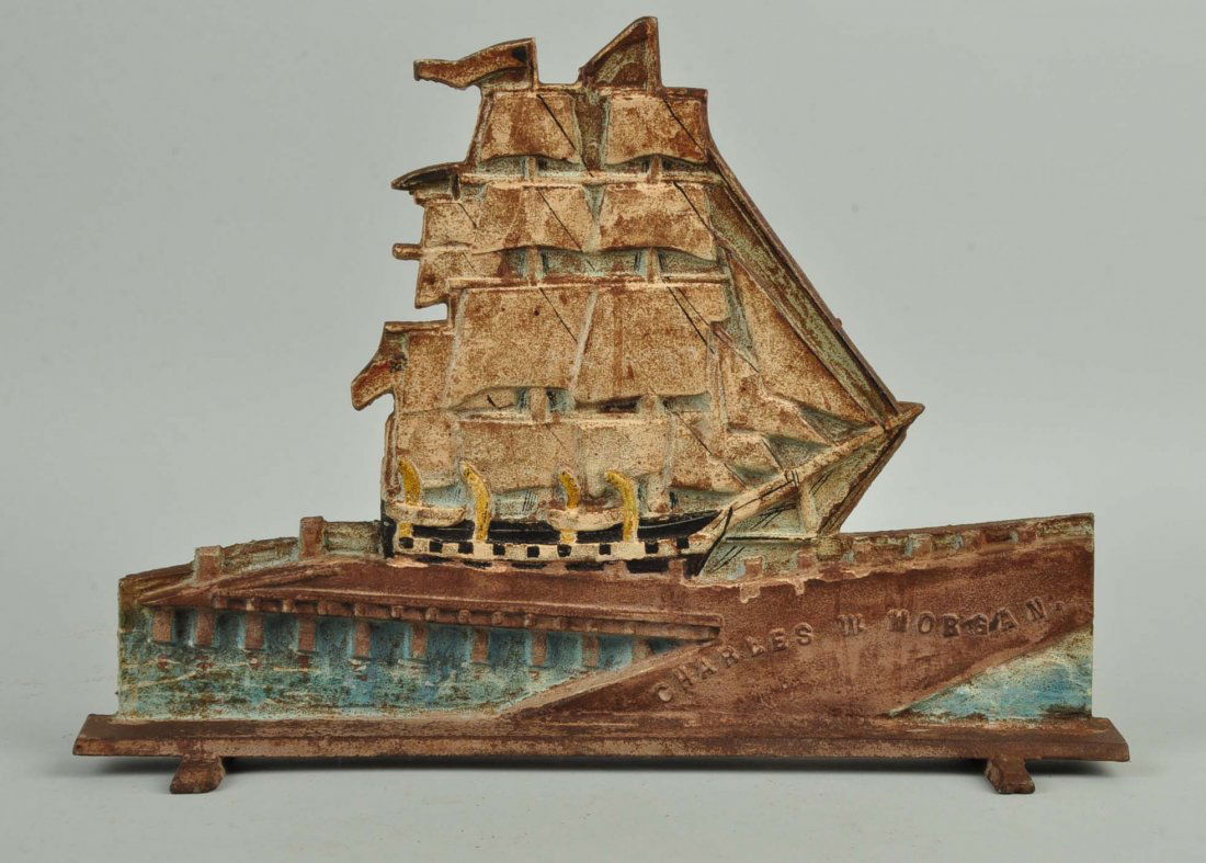 Cast Iron “Charles W. Morgan” Ship at Dock Doorstop. (1 of 1)