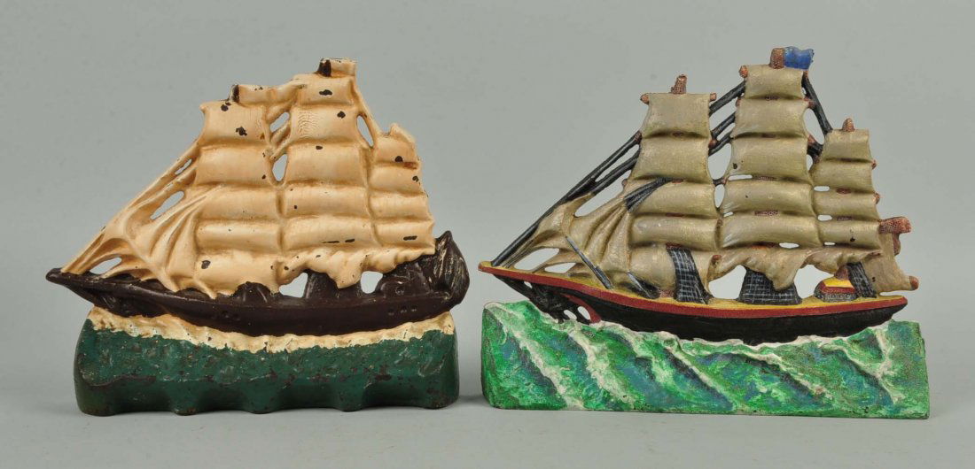 Lot of 2: Cast Iron Clipper Ship Doorstops. (1 of 1)