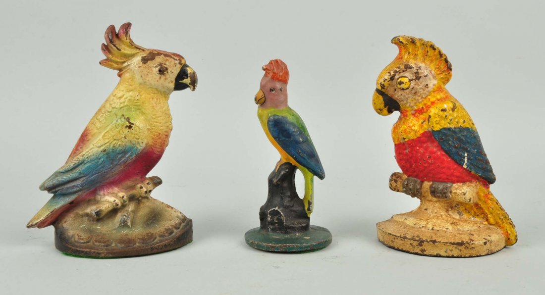 Lot of 3: Cast Iron Parrot Doorstops (1 of 1)