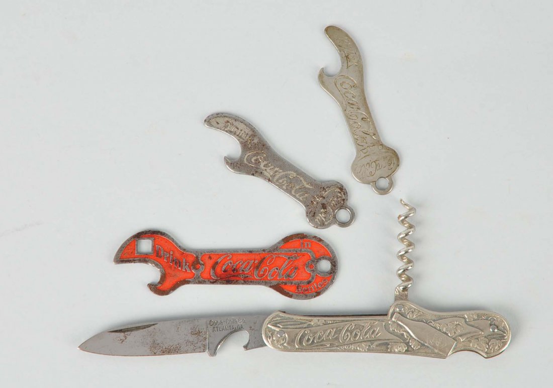 Lot of 4: Coca-Cola Metal Bottle Openers. (1 of 5)