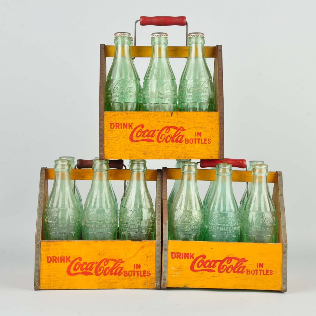 Lot of 3: Coca-Cola 6 Pack Carriers w/ Bottles. (1 of 3)