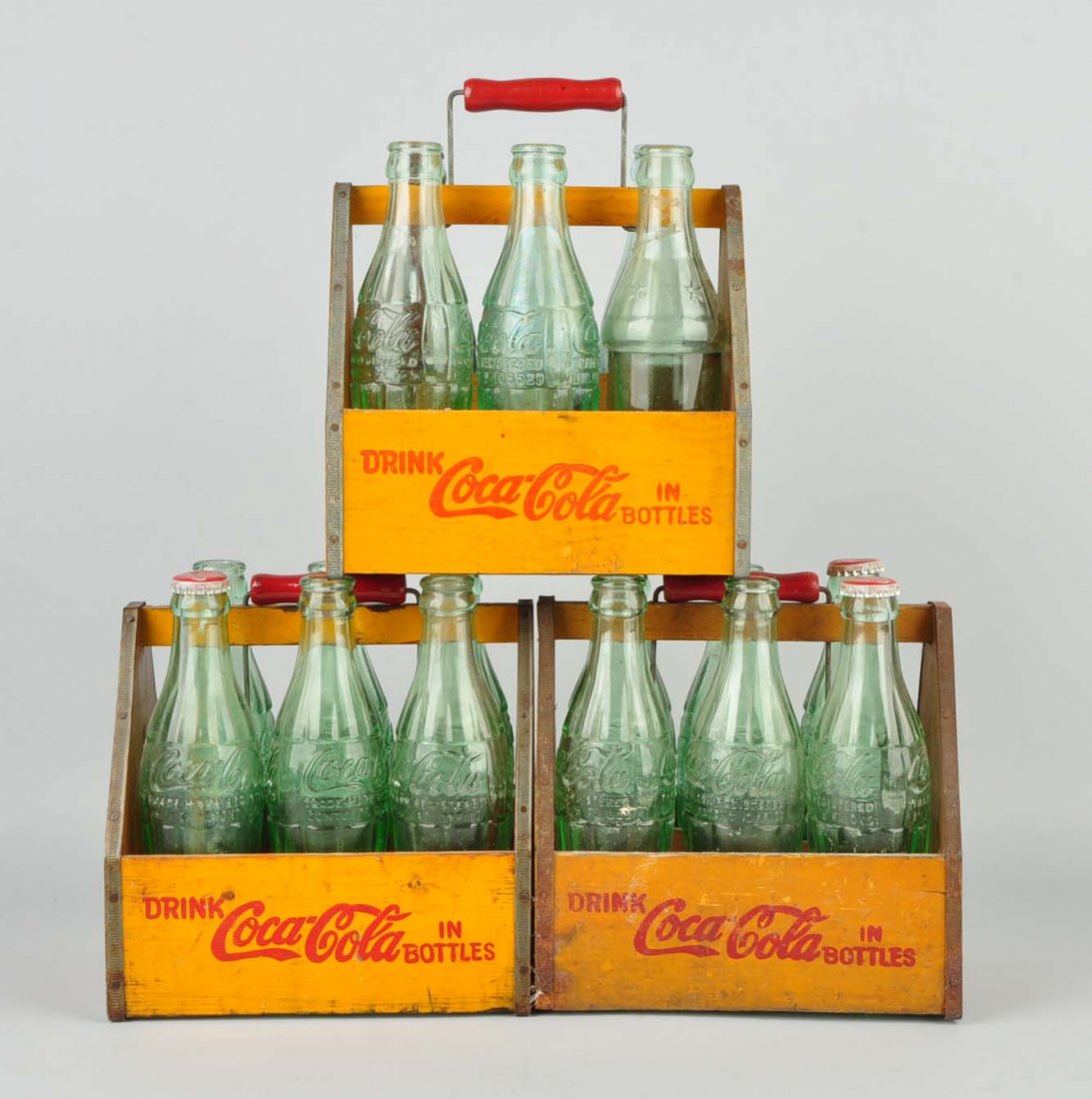 Lot of 3: Coca-Cola 6 Pack Carriers w/ Bottles. (1 of 2)
