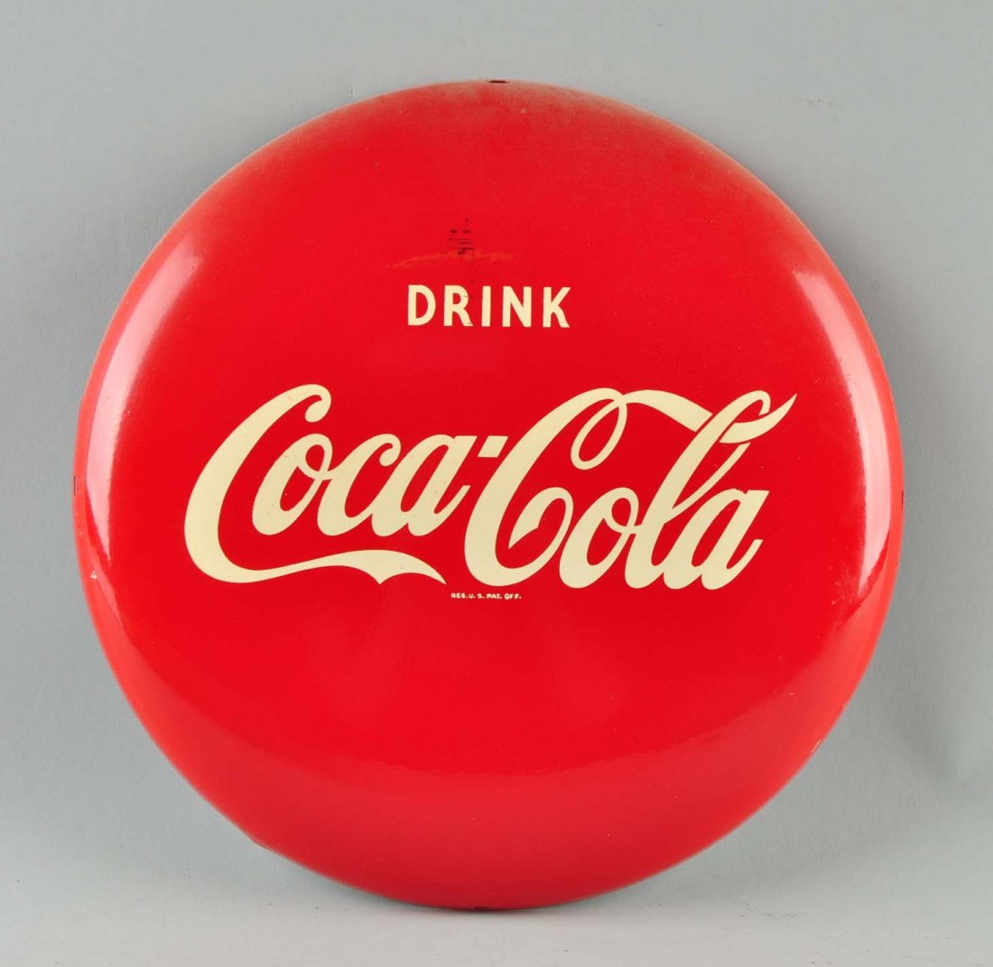 Coca-Cola Red Button Sign. (1 of 2)