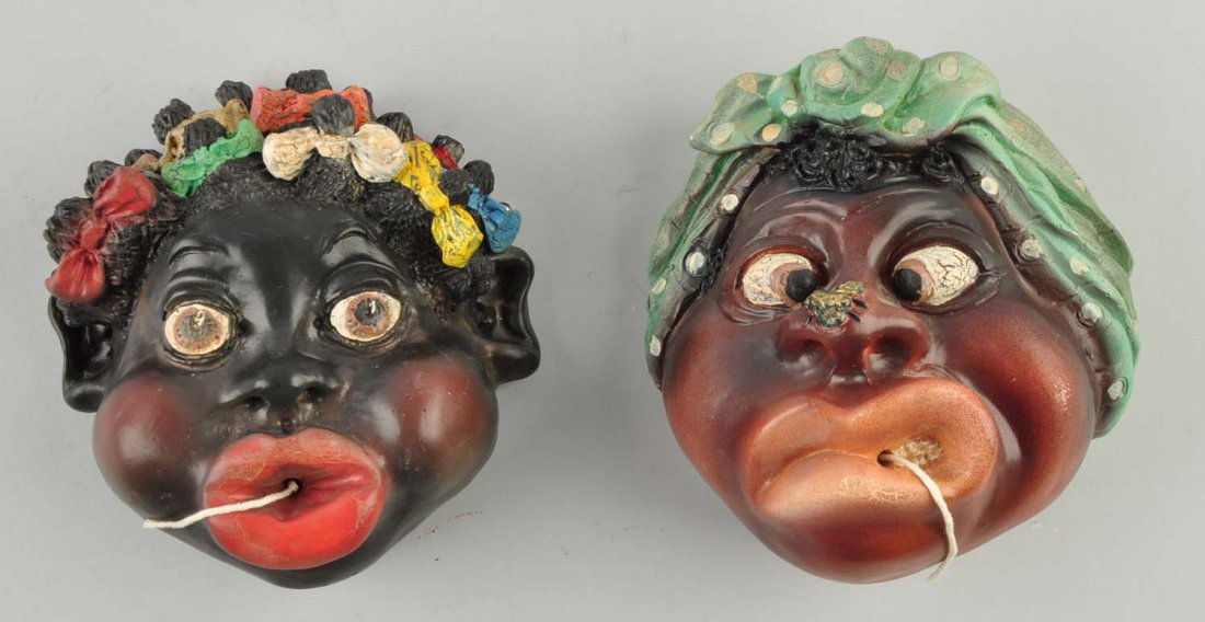 Lot of 2: Black Americana Chalkware String Holders (1 of 1)