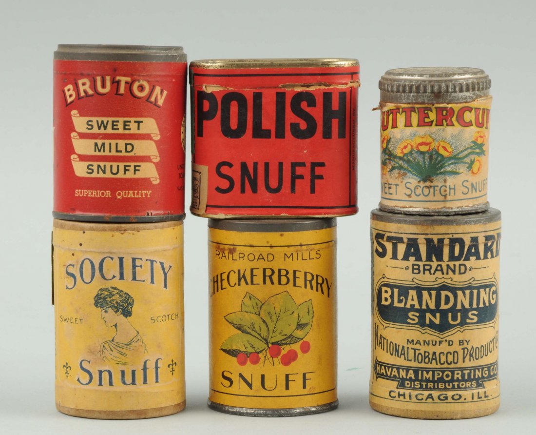 Lot Of 6: Sample Snuff Tins. (1 of 1)