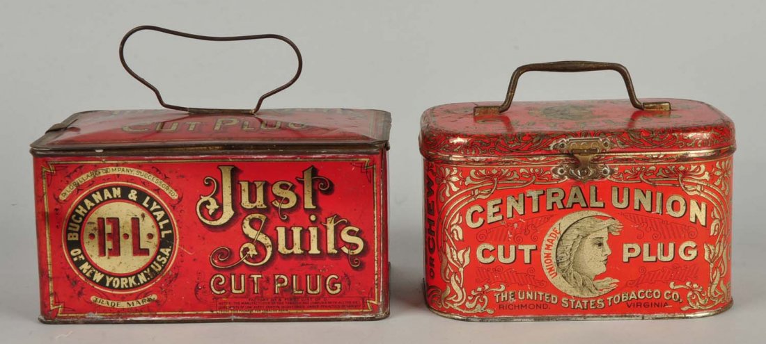 Lot of 2: Just Suits & Central Union Tobacco Tins. (1 of 1)