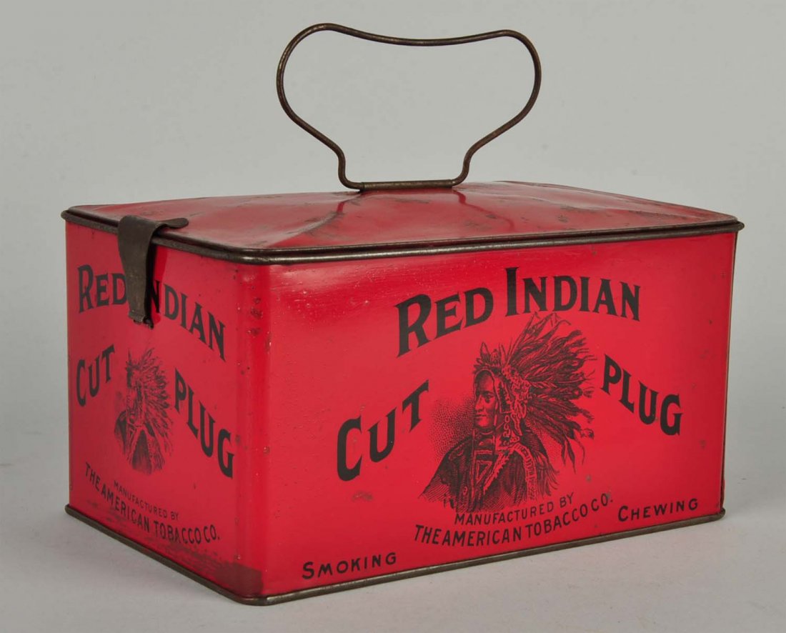 Red Indian Tobacco Tin. (1 of 3)