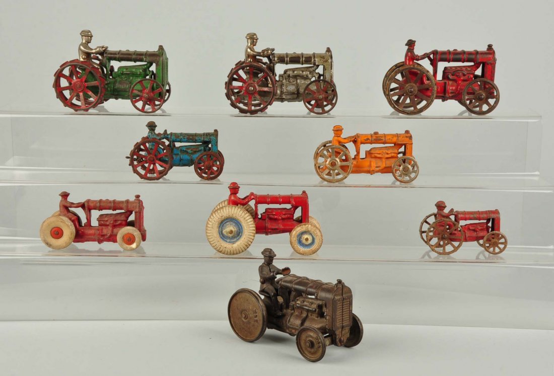 Lot Of 9: Arcade Cast Iron Fordson Farm Tractors. (1 of 1)