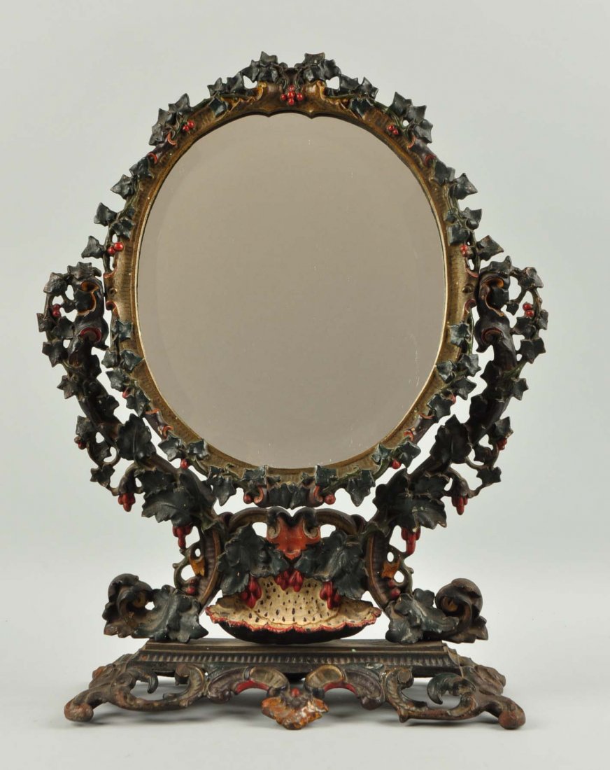 Cast Iron Bureau Frame w/ Beveled Mirror (1 of 2)