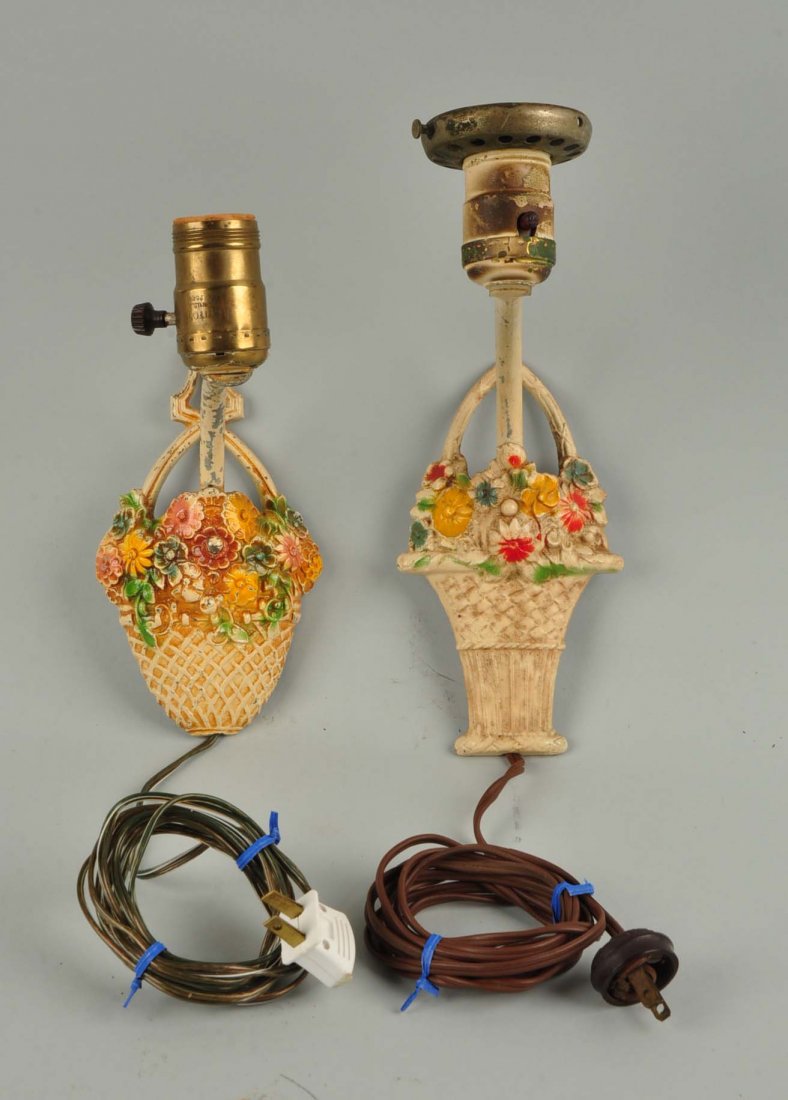 Lot of 2: Cast Iron Mixed Flower in Wicker Basket (1 of 3)
