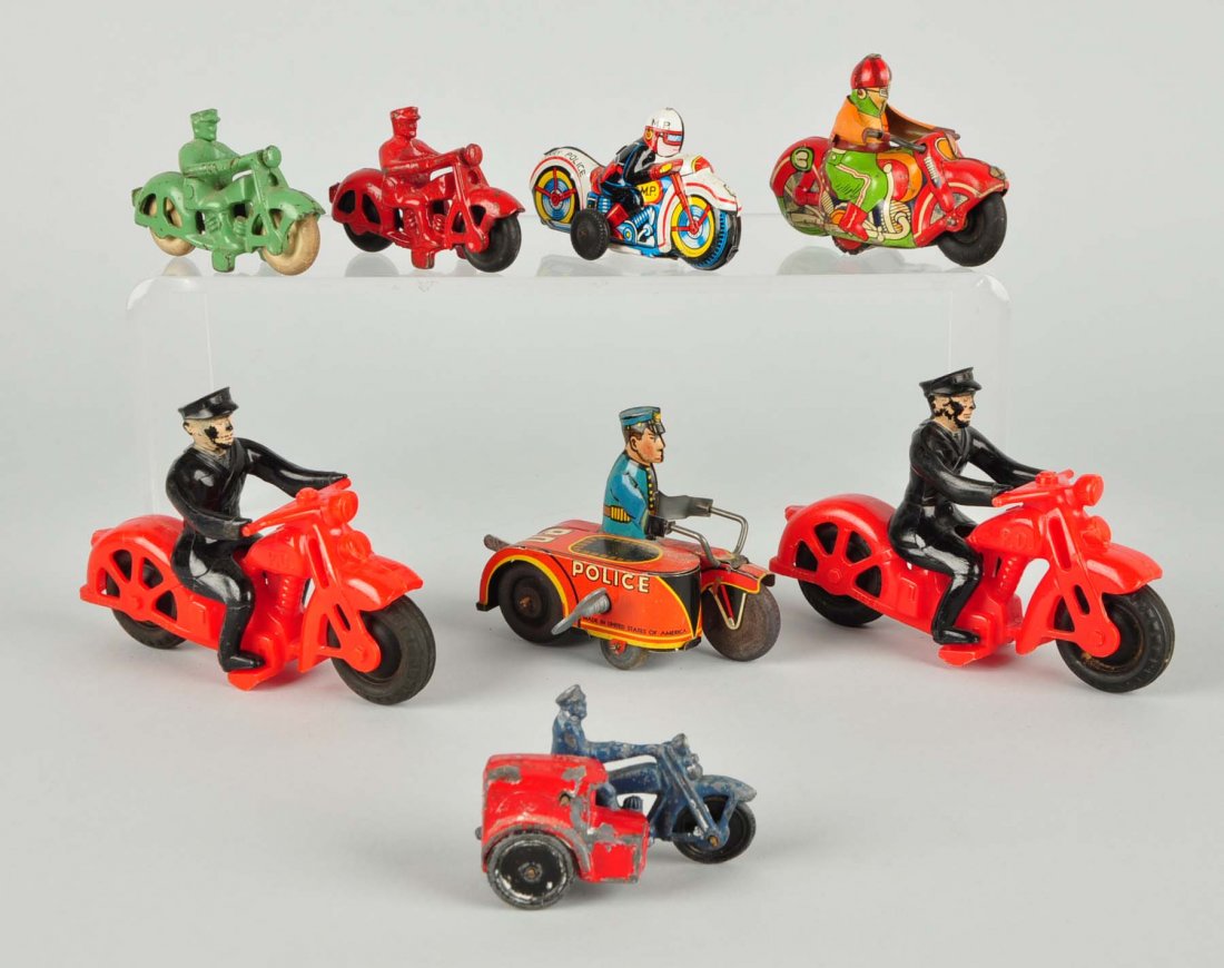 Lot Of 8: Miniature Toy Motorcyclists. (1 of 1)