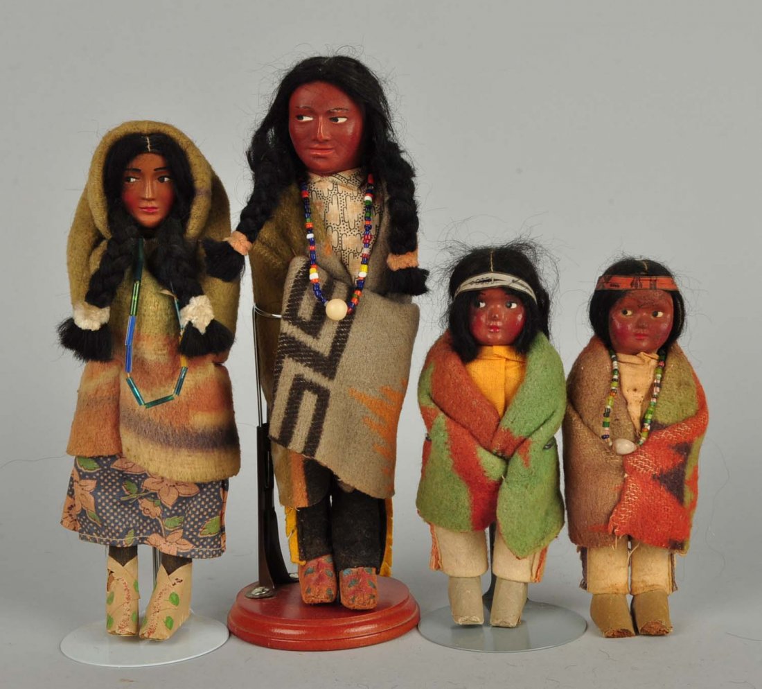 Lot Of 4: Vintage Skookum American Indian Dolls. (1 of 3)