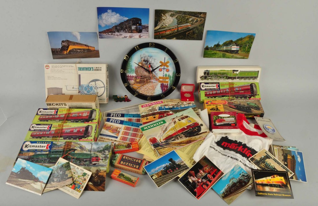 Large Lot Of Train Cars, Print Items & A Clock. (1 of 1)