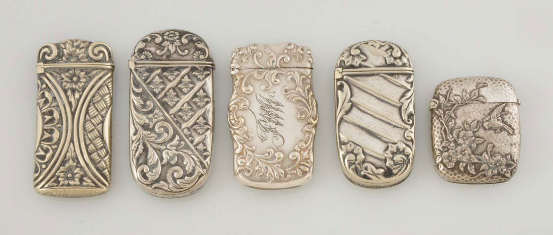 Lot Of 5: Vintage Silverplated Match Safes. (1 of 2)
