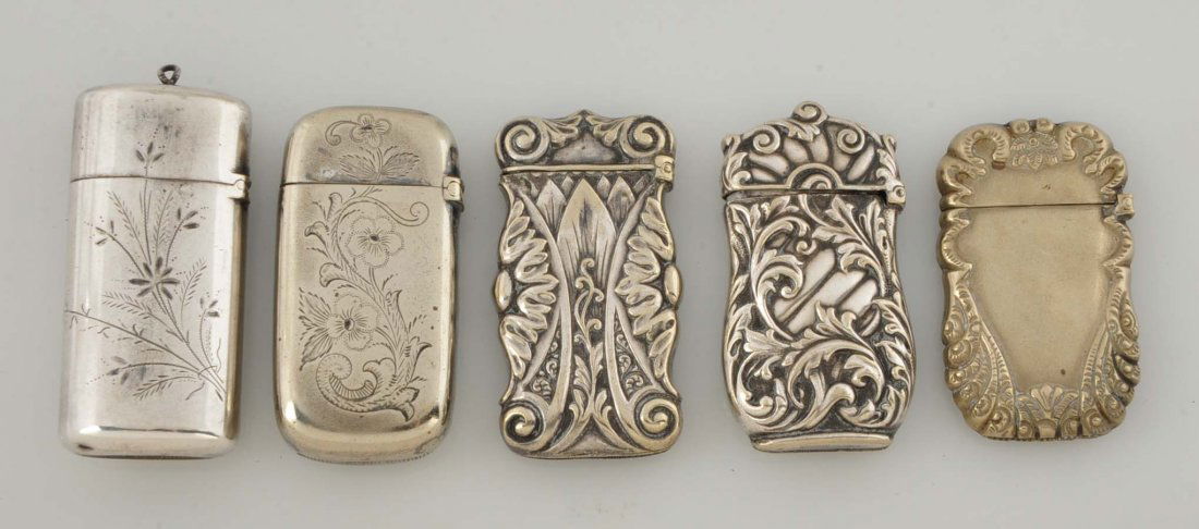 Lot Of 5: Vintage Silverplated Match Safes. (1 of 2)