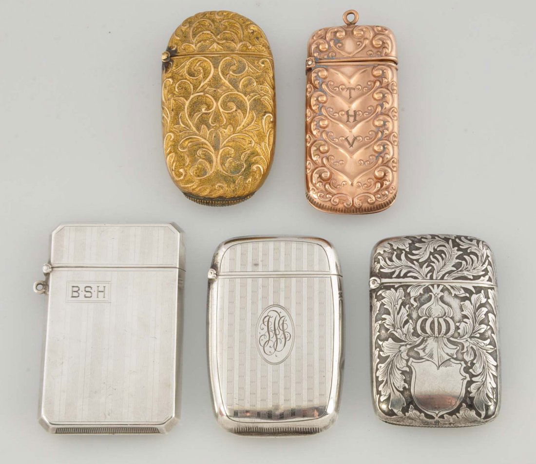 Lot Of 5: Sterling & Gold Plated Match Safes. (1 of 2)