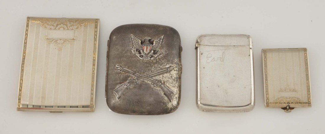 Lot Of 4: Cigarette Cases & Match Safe. (1 of 3)